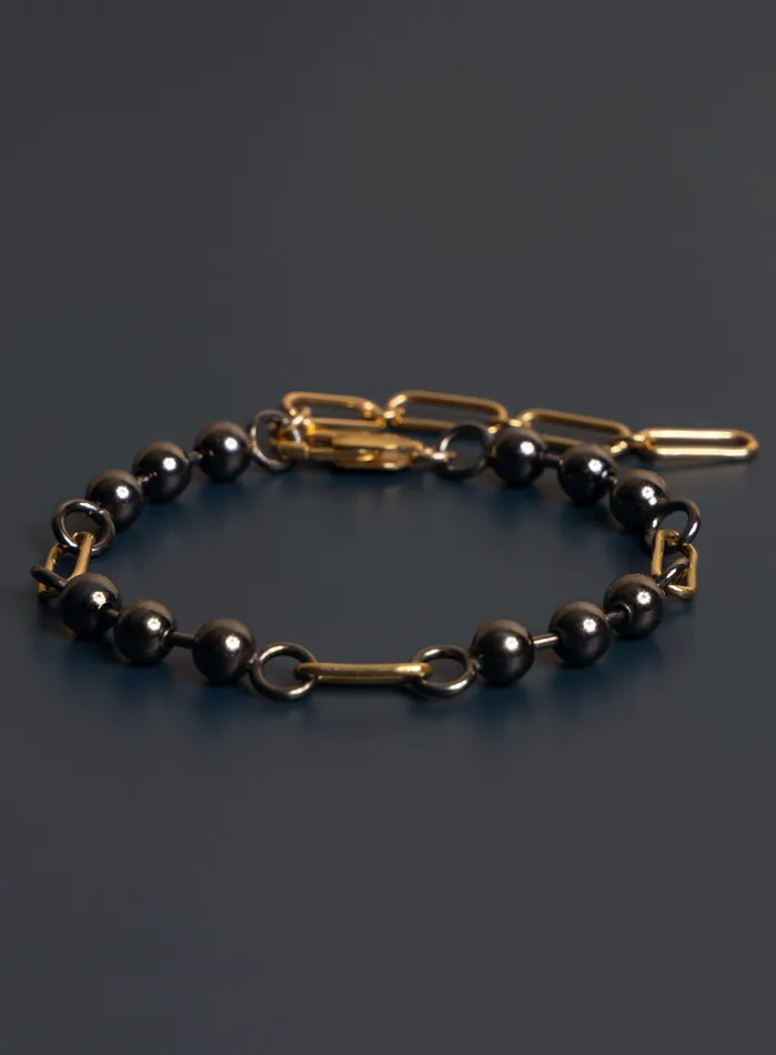 WE ARE ALL SMITH Mens Jewelry Clothing Bracelets 14K Gold Filled Gunmetal Sterling Silver Ball Chain Bracelet for Men