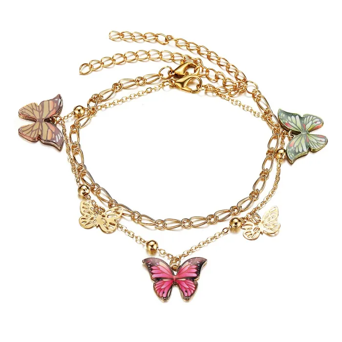 Yellow Chimes Anklets for Women and Girls Fashion Golden Anklets for Women Gold Plated Layered Chain With Butterfly Anklets Payal for Women Birthday Gift For Girls and Women Yellow Chimes Earrings