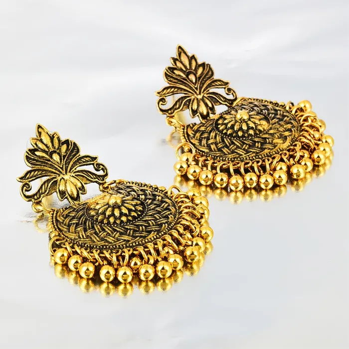 Yellow Chimes Artistic Braid Craft Stylish Oxidised Chandbali Earrings For Women Girls Yellow Chimes Earrings