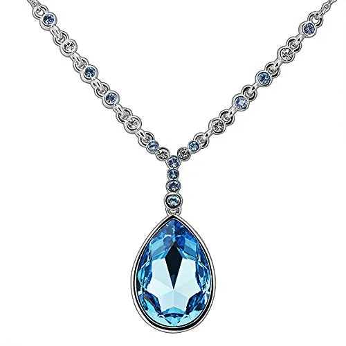 Yellow Chimes Crystals from Swarovski Meringue Blue Crystal Necklace Pendant for Women and Girls Yellow Chimes Earrings