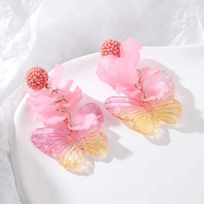 Yellow Chimes Earrings for Women and Girls Drop Earrings for Women Pink Butterfly Earrings for Girls Birthday Gifts for Women Anniversary Gift For Wife Yellow Chimes Earrings