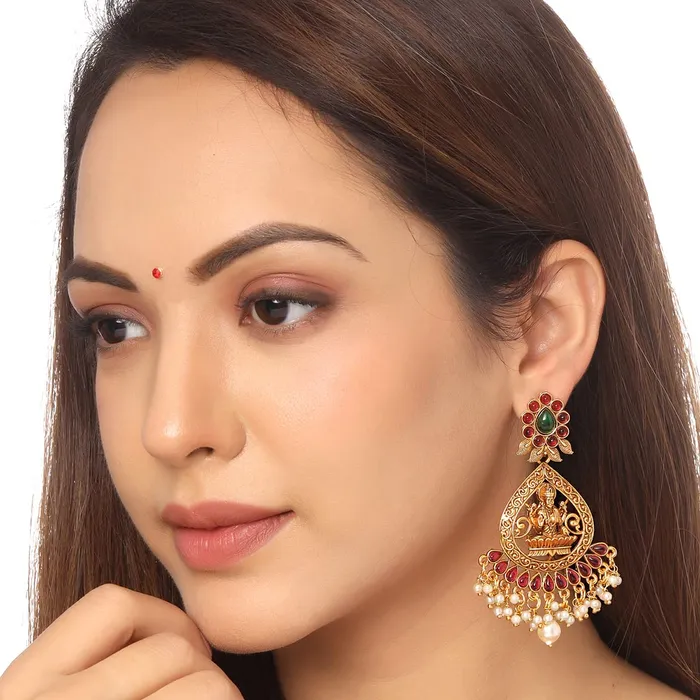 Yellow Chimes Earrings for Women and Girls Traditional Chandbali Earrings Gold Plated Beads Drop Temple Earrings Birthday Gift for girls and women Anniversary Gift for Wife Yellow Chimes Earrings