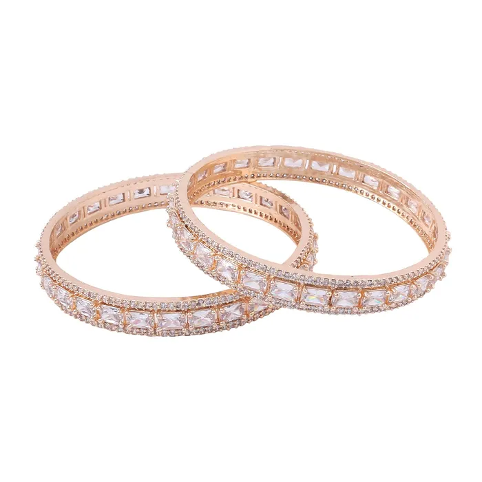 Yellow Chimes Earrings Yellow Chimes Bangles for Women and Girls American Diamond Bangles for women Rose Gold Tone White AD Stone Bangles Birthday Gift For girls and women Anniversary Gift for Wife