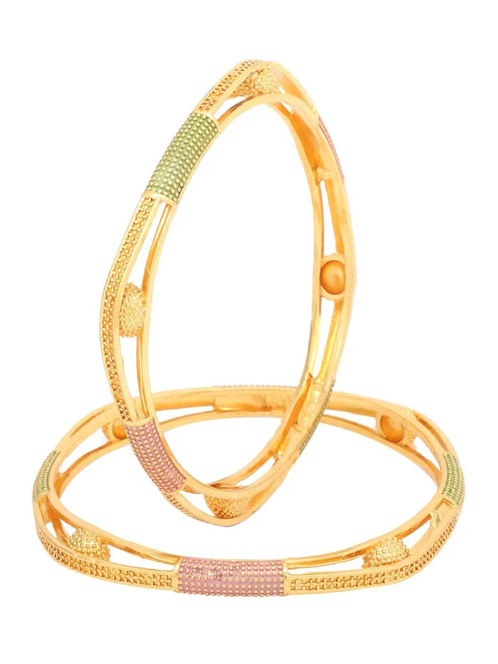 Yellow Chimes Earrings Yellow Chimes Bangles for Women Gold Toned Meenakari Touch Traditional Bangles for Women and Girls