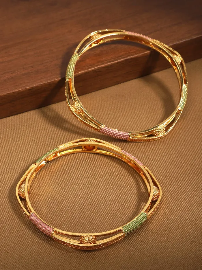 Yellow Chimes Earrings Yellow Chimes Bangles for Women Gold Toned Meenakari Touch Traditional Bangles for Women and Girls