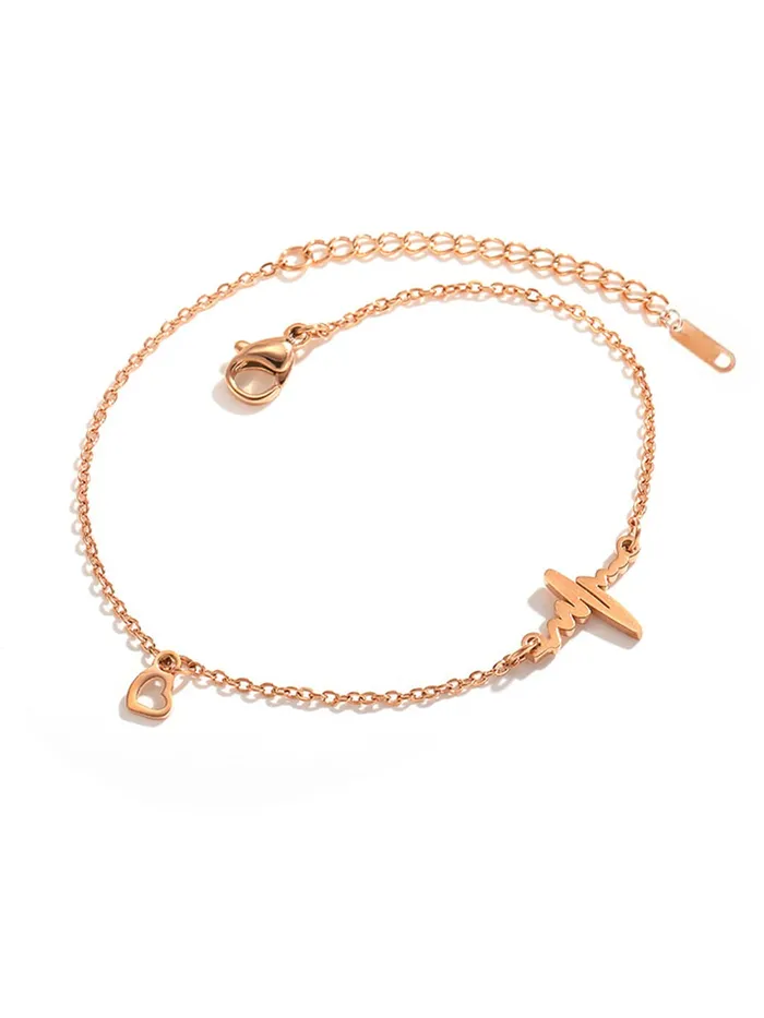 Yellow Chimes Earrings Yellow Chimes Bracelet for Women Rose GoldPlated Stainless Steel Heartbeat Love Heart Charm Bracelet For Women and Girls Valentine Gift for Girls