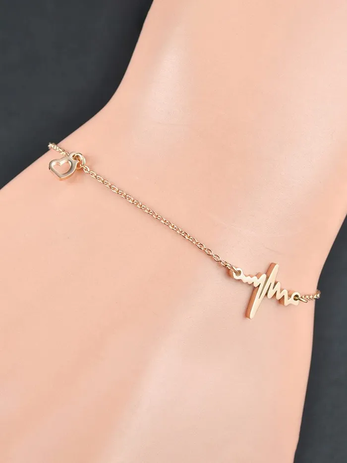 Yellow Chimes Earrings Yellow Chimes Bracelet for Women Rose GoldPlated Stainless Steel Heartbeat Love Heart Charm Bracelet For Women and Girls Valentine Gift for Girls
