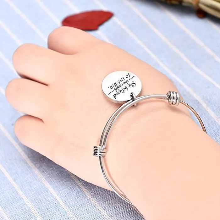 Yellow Chimes Earrings Yellow Chimes Bracelet for Women She BelievedShe CouldSo She Did Fashionable Inspirational Message Steel Charm Bracelet for Girls and Women