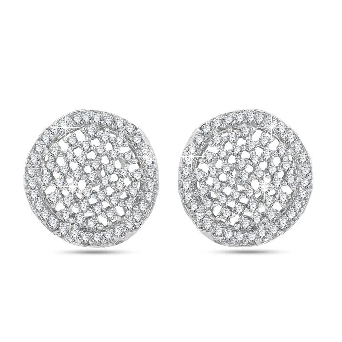 Yellow Chimes Earrings Yellow Chimes Classic White ADAmerican Diamond Studded 18k Gold Plated HandCrafted Circle Stud Earrings for Women Girls
