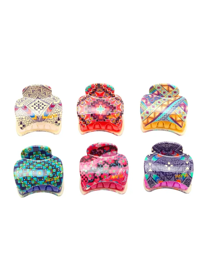 Yellow Chimes Earrings Yellow Chimes Combo of 6 pcs Unique Collection Daily Use Printed Honey Plastic MediumSize Soft Touch Hair Clips for Women and Girls Hair Accessories Pack of 6