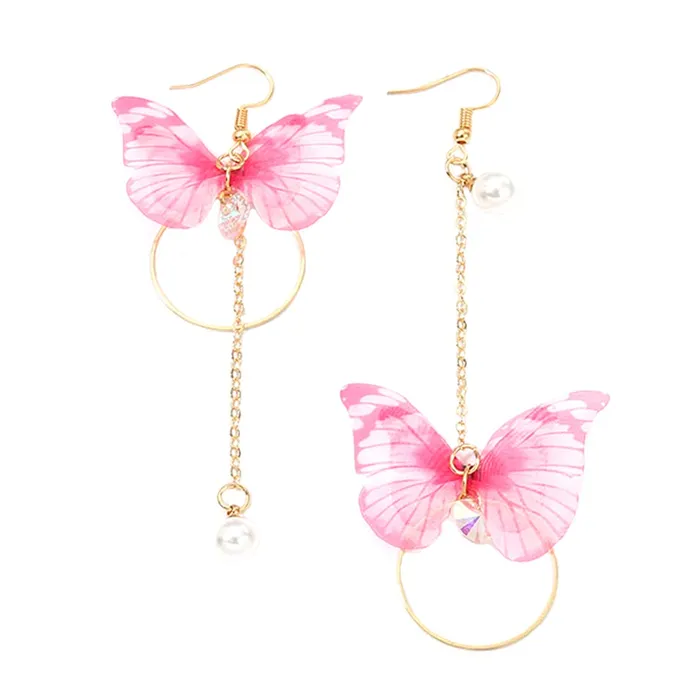 Yellow Chimes Earrings Yellow Chimes Danglers Earrings for Women Pink Earrings for Girls Fashion Women Earrings Butterfly Shaped Long Chain Dangler Earrings Birthday Gift For Girls Anniversary Gift for Wife