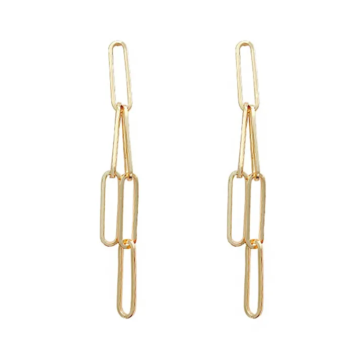 Yellow Chimes Earrings Yellow Chimes Earrings for Women and Girls Fashion Golden Dangler Western Style Geometric Interlinked Chain Long Danglers Earrings Birthday Gift for Girls Women Anniversary Gift for Wife