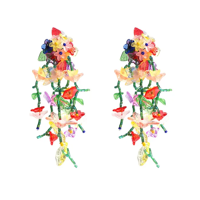 Yellow Chimes Earrings Yellow Chimes Earrings for Women and Girls Fashion Multicolor Dangler Earrings Floral Acrylic Beads Long Danglers Earrings Birthday Gift for girls and women Anniversary Gift for Wife