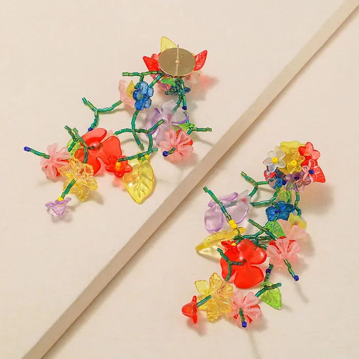 Yellow Chimes Earrings Yellow Chimes Earrings for Women and Girls Fashion Multicolor Dangler Earrings Floral Acrylic Beads Long Danglers Earrings Birthday Gift for girls and women Anniversary Gift for Wife