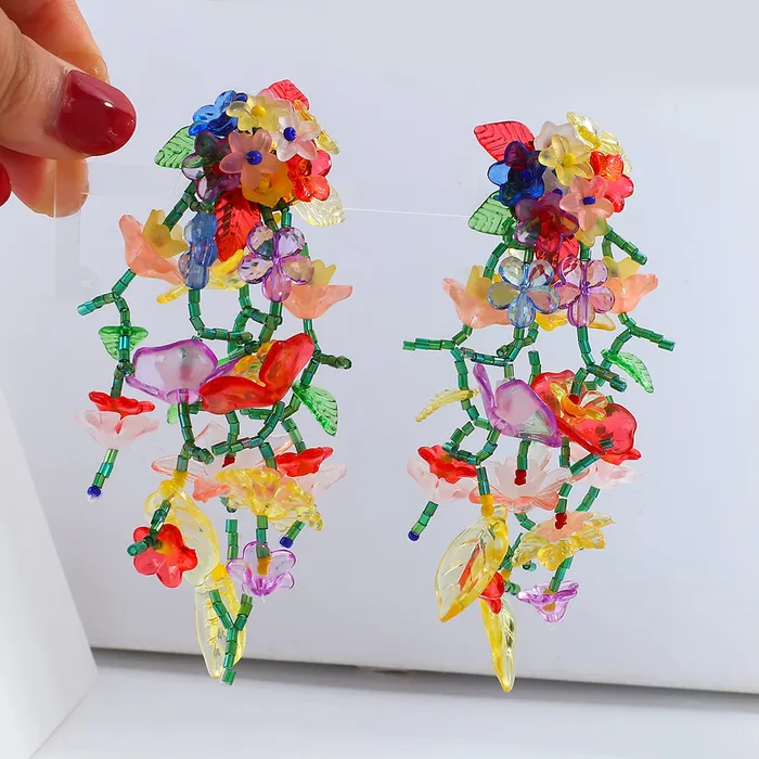 Yellow Chimes Earrings Yellow Chimes Earrings for Women and Girls Fashion Multicolor Dangler Earrings Floral Acrylic Beads Long Danglers Earrings Birthday Gift for girls and women Anniversary Gift for Wife