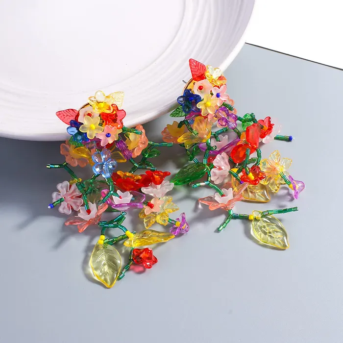 Yellow Chimes Earrings Yellow Chimes Earrings for Women and Girls Fashion Multicolor Dangler Earrings Floral Acrylic Beads Long Danglers Earrings Birthday Gift for girls and women Anniversary Gift for Wife