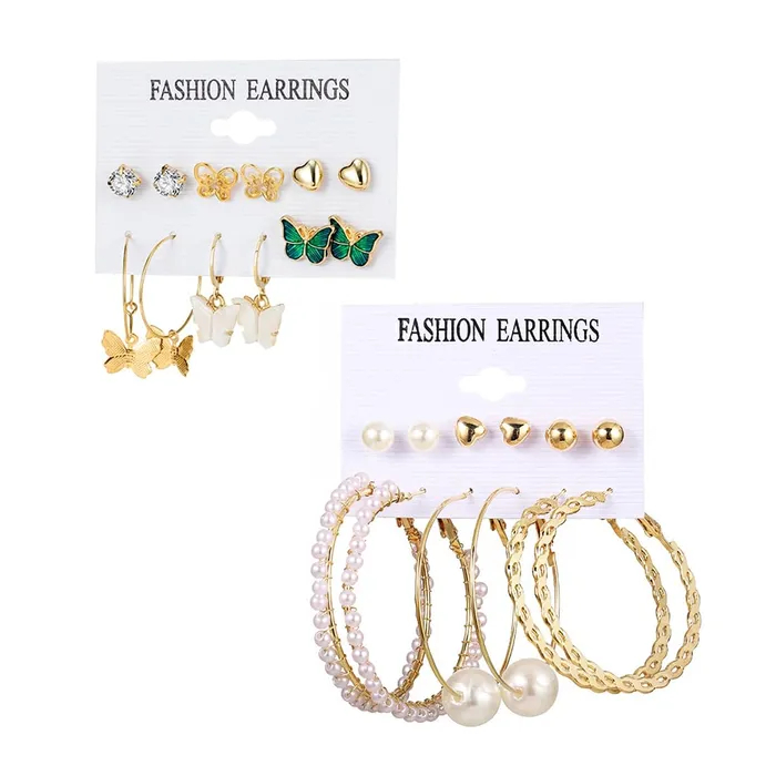 Yellow Chimes Earrings Yellow Chimes Earrings for Women and Girls Fashion White Pearl Hoops Set Gold Plated Combo of 12 Pairs Stud Hoop Earring Set Birthday Gift for girls and women Anniversary Gift for Wife