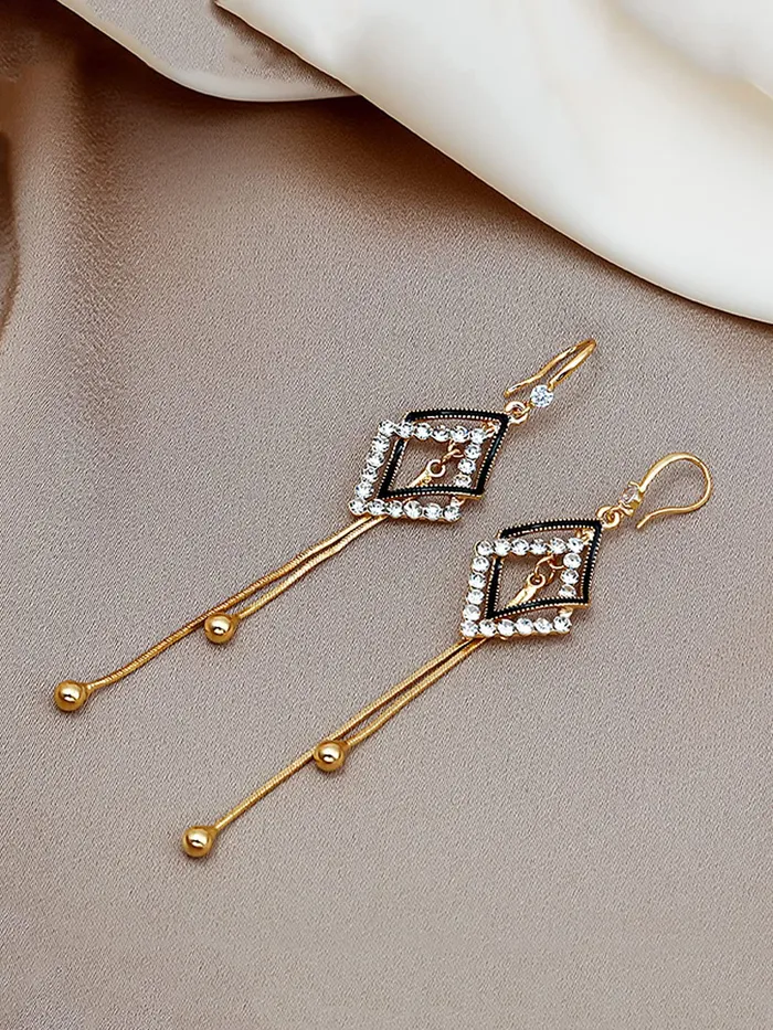 Yellow Chimes Earrings Yellow Chimes Earrings for Women and Girls Geometric Designed Dangler Gold Tone Long Dangler Earrings Birthday Gift for girls and women Anniversary Gift for Wife