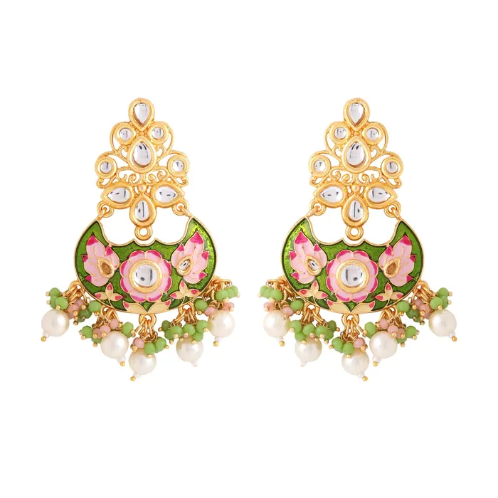 Yellow Chimes Earrings Yellow Chimes Earrings for Women and Girls Meenakari Chandbali Gold Plated Multicolor Meenakari Chandbali Earrings Birthday Gift for girls and women Anniversary Gift for Wife