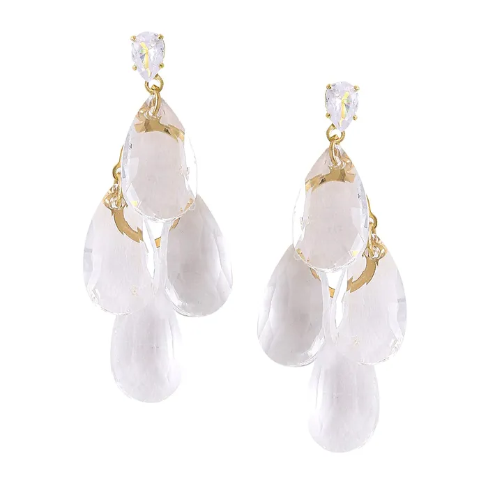 Yellow Chimes Earrings Yellow Chimes Earrings For Women Gold Tone Clear Crystal Studded Teardrop Shape Dangle Drop Earrings For Women and Girls
