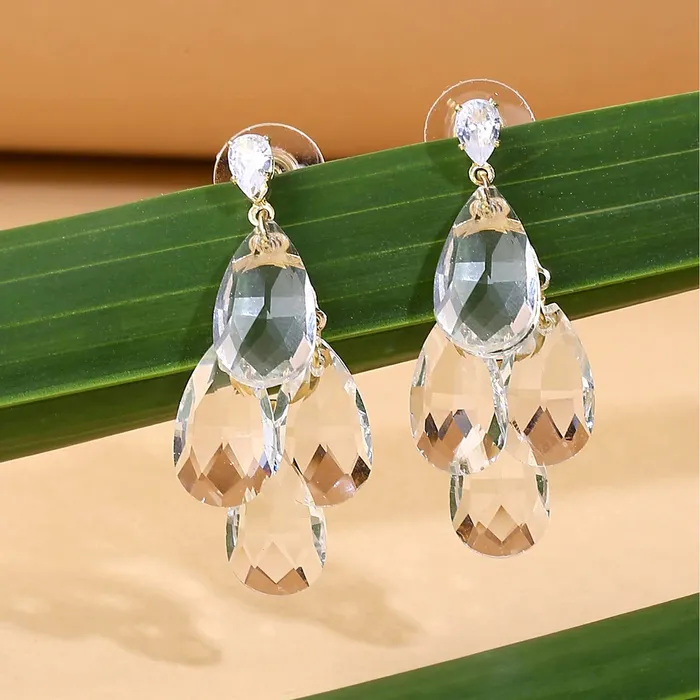 Yellow Chimes Earrings Yellow Chimes Earrings For Women Gold Tone Clear Crystal Studded Teardrop Shape Dangle Drop Earrings For Women and Girls