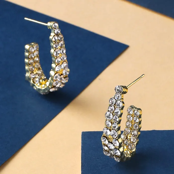 Yellow Chimes Earrings Yellow Chimes Earrings For Women Gold Toned Crystal Beaded attention getting Bali Hoop Earings For Women and Girls