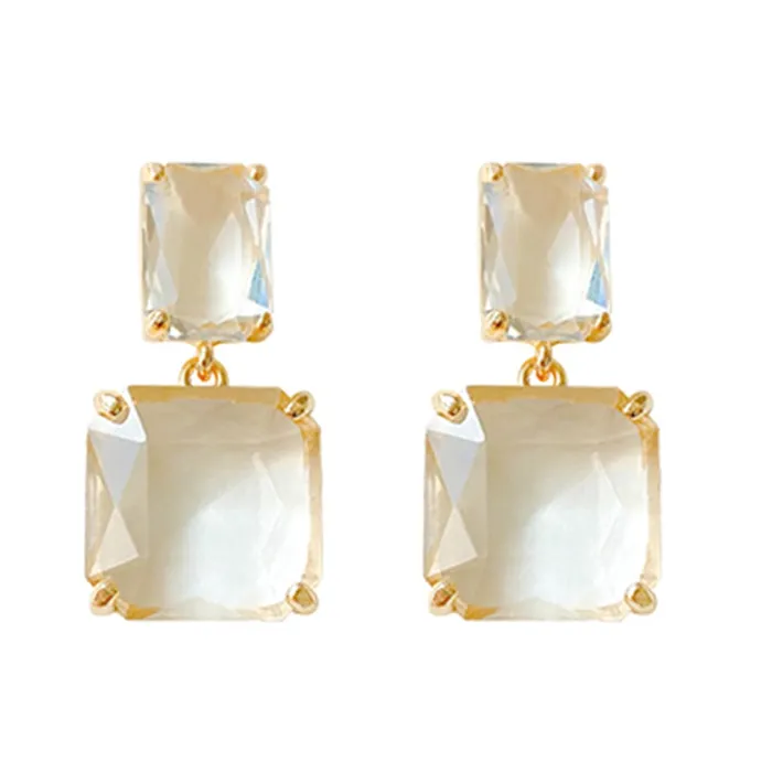 Yellow Chimes Earrings Yellow Chimes Earrings For Women White Color Clear Crystal Geometric Shape Stud Drop Earrings For Women and Girls
