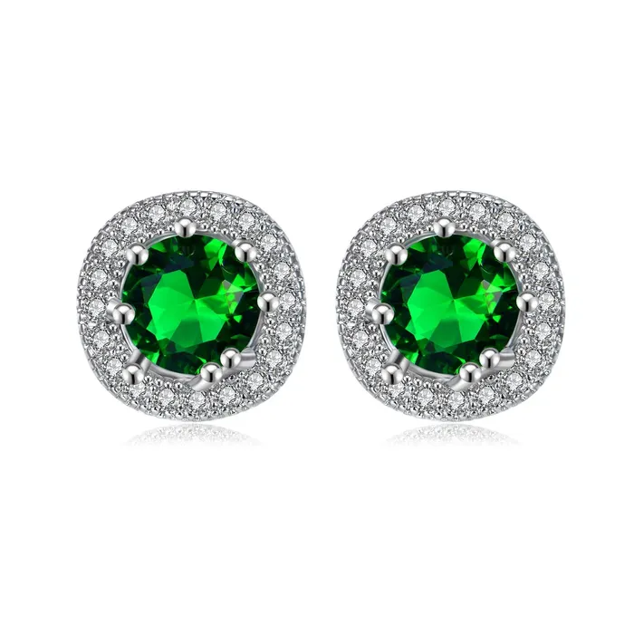 Yellow Chimes Earrings Yellow Chimes Elegant Latest Fashion Silver Plated Green Crystal designer Stud Earrings for Women and Girls Green