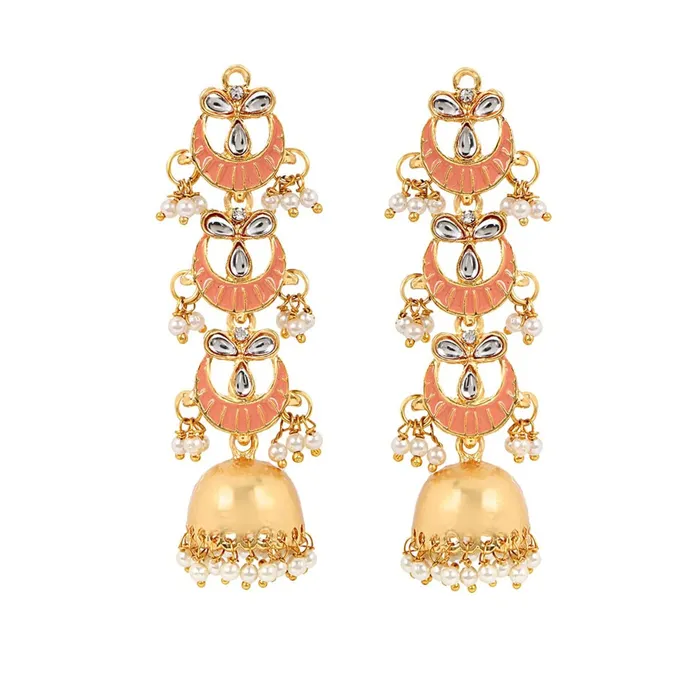 Yellow Chimes Earrings Yellow Chimes Jhumka Earrings for Women Gold Plated Traditional Meenakari Floral Chandbali Dangler Earrings for Women and Girls