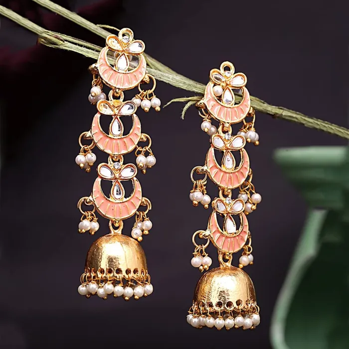 Yellow Chimes Earrings Yellow Chimes Jhumka Earrings for Women Gold Plated Traditional Meenakari Floral Chandbali Dangler Earrings for Women and Girls