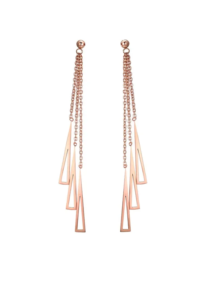 Yellow Chimes Earrings Yellow Chimes Long Earrings for Women Western Rose Gold Plated Stainless Steel Geometric Long Chain Danglers Earrings For Women and Girls
