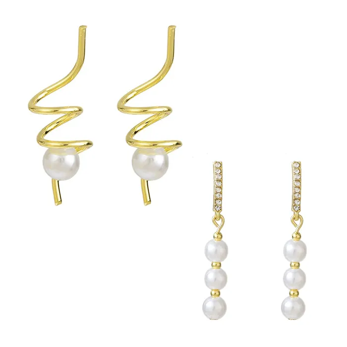 Yellow Chimes Earrings Yellow Chimes Pearl Earrings for Women Combo of 2 Pairs Gold Plated Pearl Drop Earrings for Women and Girls