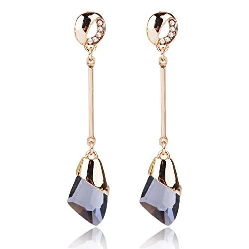 Yellow Chimes Earrings Yellow Chimes Rose Gold Hangings Long Grey Crystal Earring for Women and Girls