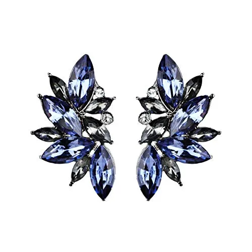 Yellow Chimes Earrings Yellow Chimes Silver Plated Blue Crystal Jacket Earrings for Women and Girls