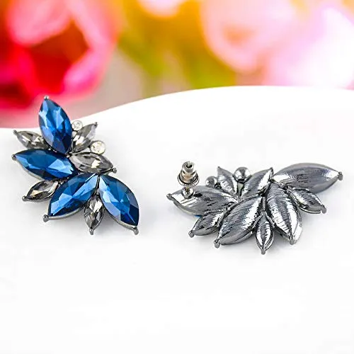 Yellow Chimes Earrings Yellow Chimes Silver Plated Blue Crystal Jacket Earrings for Women and Girls