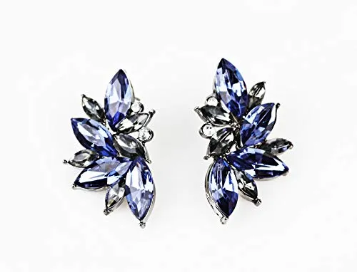 Yellow Chimes Earrings Yellow Chimes Silver Plated Blue Crystal Jacket Earrings for Women and Girls