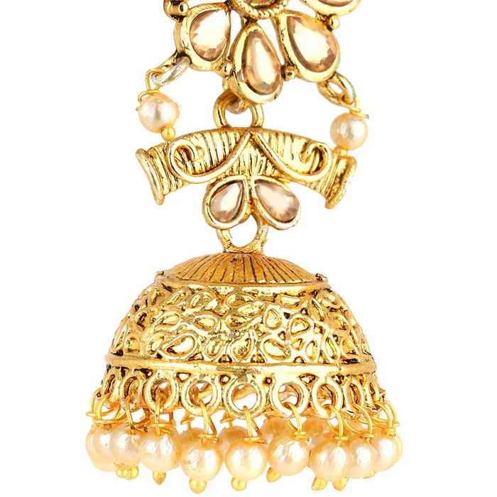 Yellow Chimes Earrings Yellow Chimes Traditional Pearl Drops Kundan Jadau Jhumka Earrings for Women and Girls