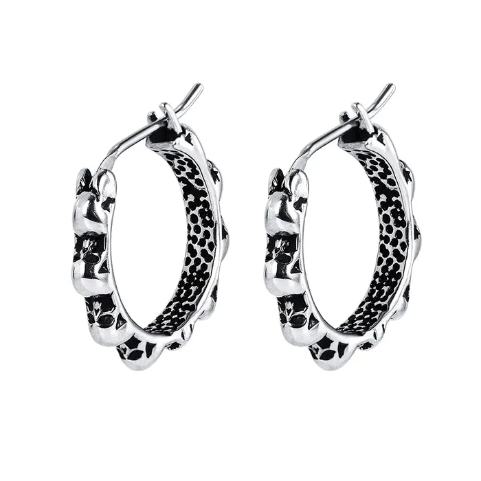 Yellow Chimes Elegant Latest Fashion Stainless Steel Skull Design Silver Hoops Earrings for Men and Boys Medium YCFJER424SKLSL Yellow Chimes Earrings