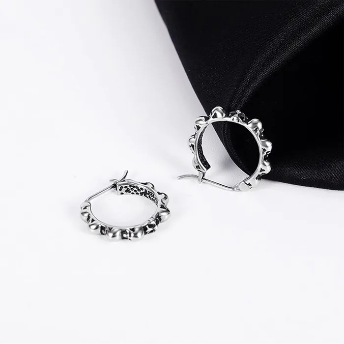 Yellow Chimes Elegant Latest Fashion Stainless Steel Skull Design Silver Hoops Earrings for Men and Boys Medium YCFJER424SKLSL Yellow Chimes Earrings