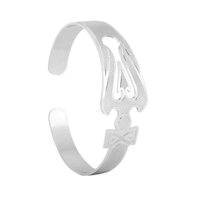 Yellow Chimes Elegant Latest Fashion Stainless Steel Trishul Design Silver Kada Bracelet for Men and Boys Yellow Chimes Earrings