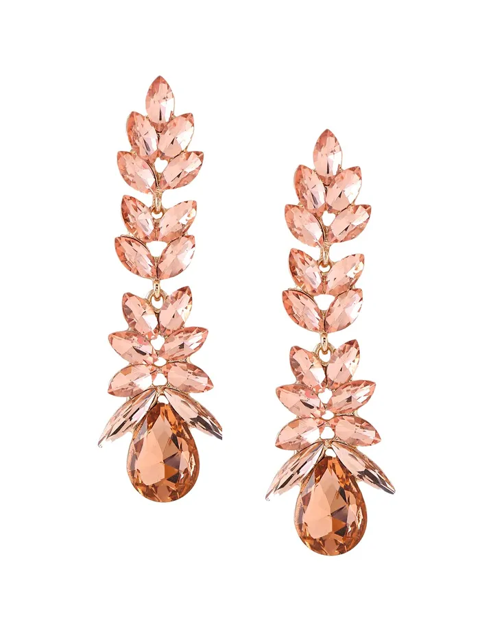 Yellow Chimes Elegant Sparkling Crystal Classic Leafy Design Dangle Earrings for Women and Girls Yellow Chimes Earrings
