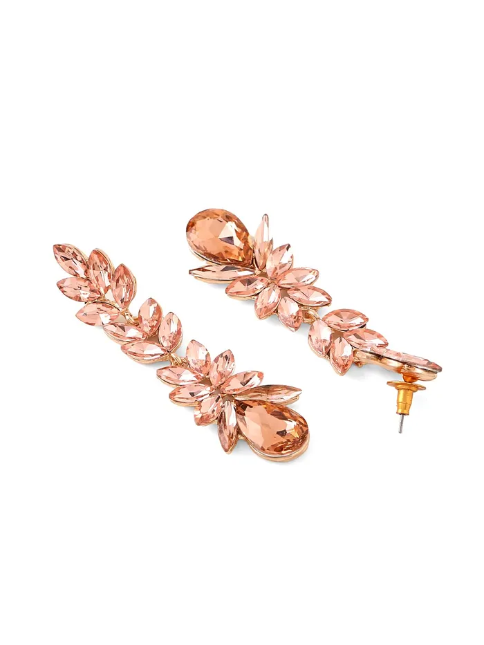Yellow Chimes Elegant Sparkling Crystal Classic Leafy Design Dangle Earrings for Women and Girls Yellow Chimes Earrings