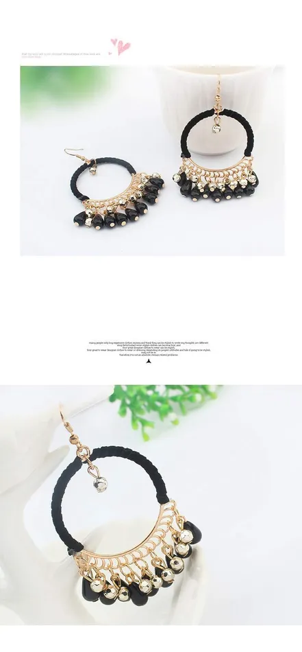 Yellow Chimes Ethnic Fusion Resin Leather Black Chandbali Earring for Women Girls Yellow Chimes Earrings