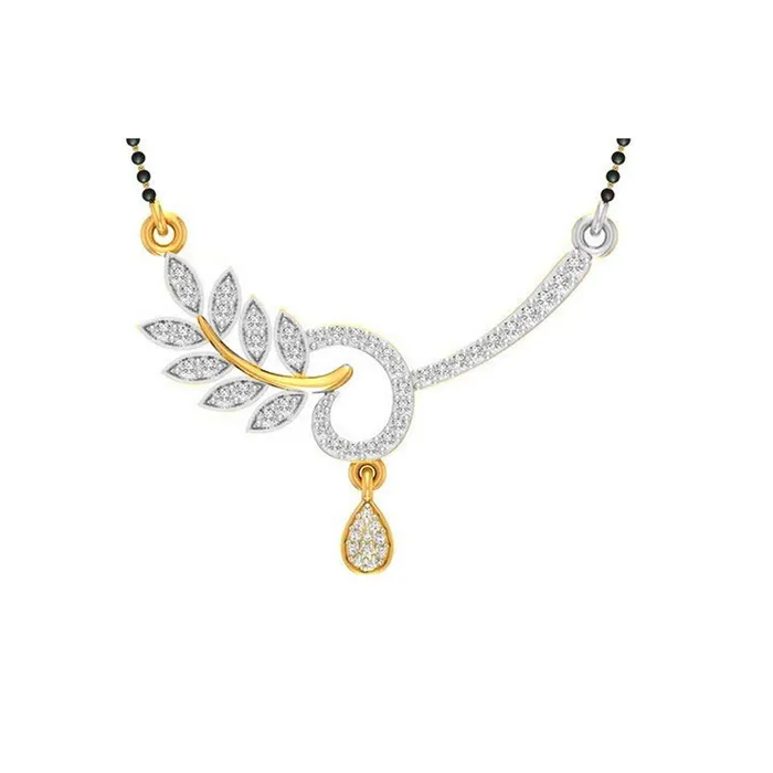 Yellow Chimes Exclusive Antique Crystal Peacocok Floral Design Latest Traditional Mangalsutra for Women Yellow Chimes Earrings