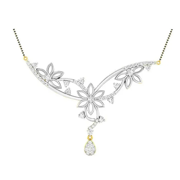 Yellow Chimes Exclusive Antique Crystal Peacocok Floral Design Latest Traditional Mangalsutra for Women Yellow Chimes Earrings