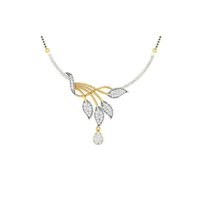 Yellow Chimes Exclusive Antique Crystal Peacocok Floral Design Latest Traditional Mangalsutra for Women Yellow Chimes Earrings