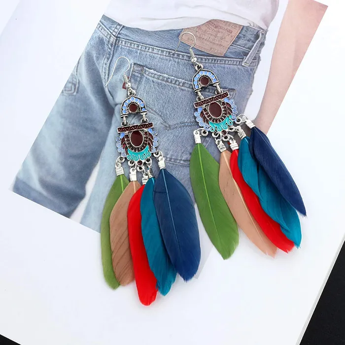 Yellow Chimes Feathers in Colors Long Tassel Earring for Women Girls Yellow Chimes Earrings