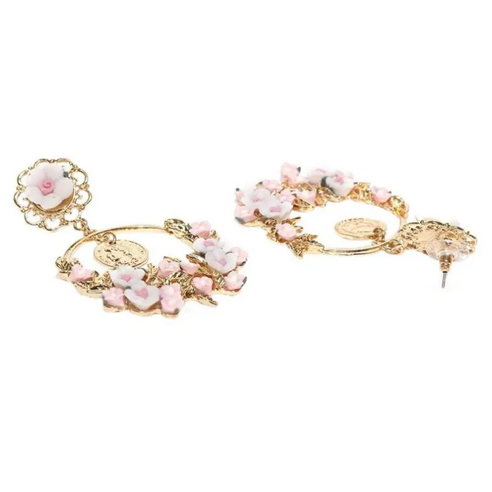 Yellow Chimes Floral Design Pink Chandelier Dangle Drop Earrings for Women and Girls Yellow Chimes Earrings
