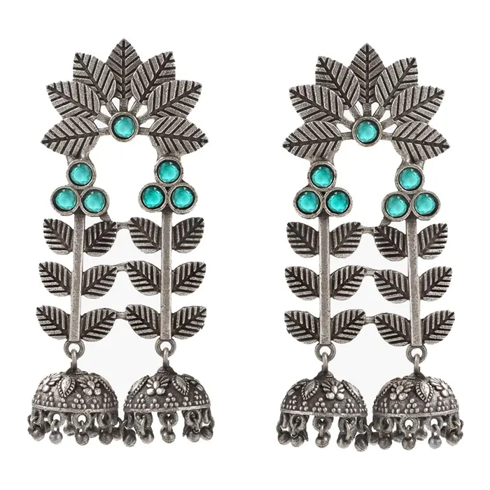 Yellow Chimes Genuine Silver lookalike Oxidised Jhumka Earrings Silver Polish Statement Traditional Dangler Earrings for Women Girls Yellow Chimes Earrings