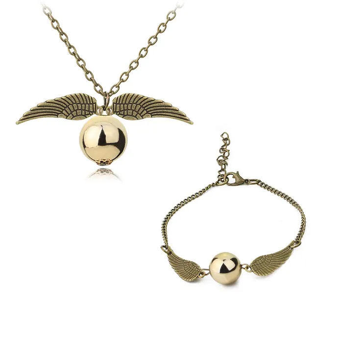 Yellow Chimes Harry Potter Accessories for Girls Pendant Bracelets Set Harry Potter Snitch Ball with Wings Pendant Bracelets for Boys and Girls Unisex Yellow Chimes Rings